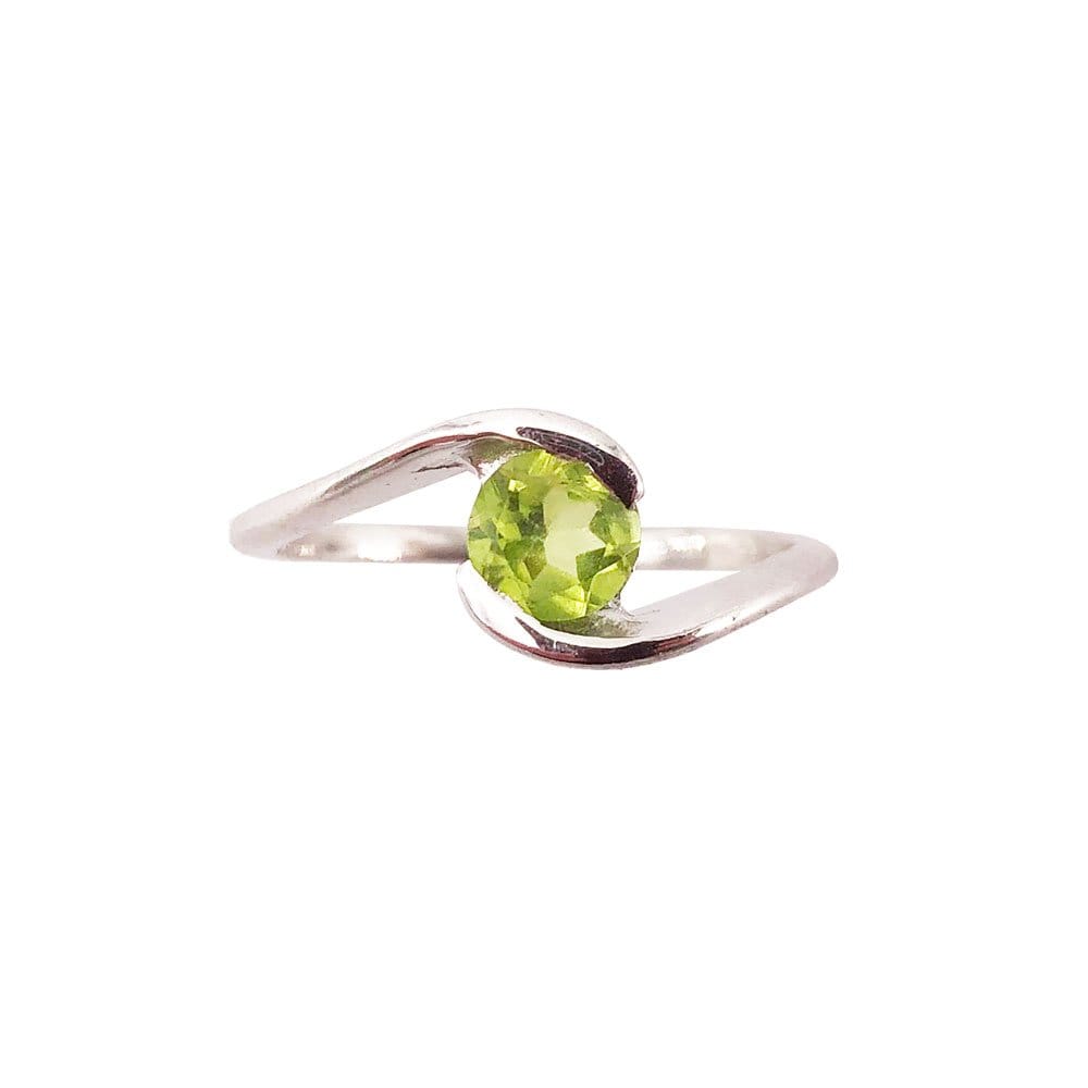 Bague Péridot "Doriane" en Argent 925 – Cabochon Rond Facetté