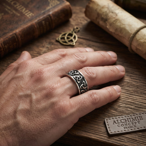 * Bague Acier Inoxydable Motif Tribal Gravé | 10 mm