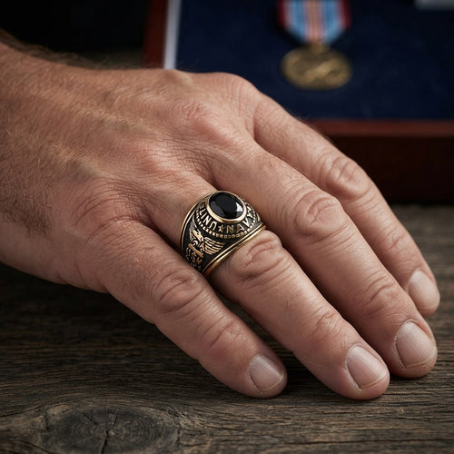 * Bague Chevalière 'Navy' Acier 316 Doré – Style Marin Luxe