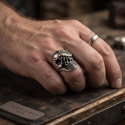* Bague Acier 316 Tête de Mort Scorpion – 30 mm