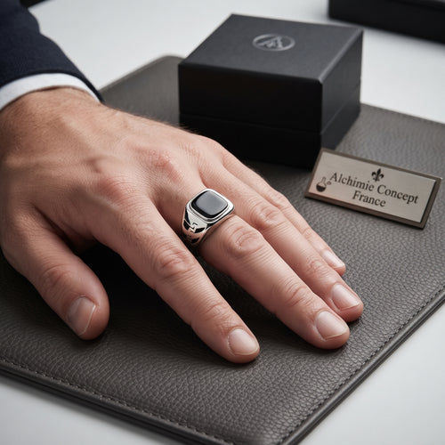 * Bague Chevalière Acier Inoxydable 316 Noir et Argenté | 12 mm