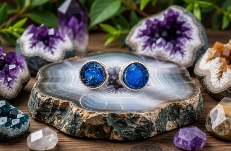 Boucles d'Oreilles Argent 925 Poinçon | Apatite Brute Naturelle – Rareté, Motivation & Créativité