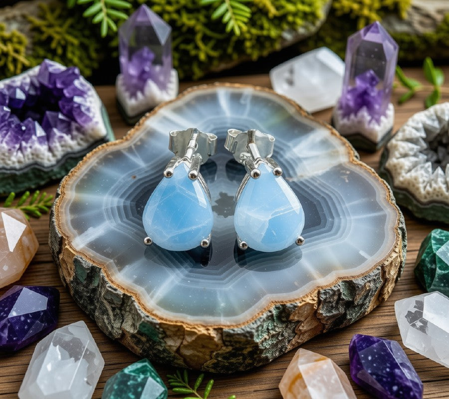 Boucles d'Oreilles Argent 925 Poinçon | Aigue Marine Naturelle Taille Larme – Sérénité, Ocean & Élégance