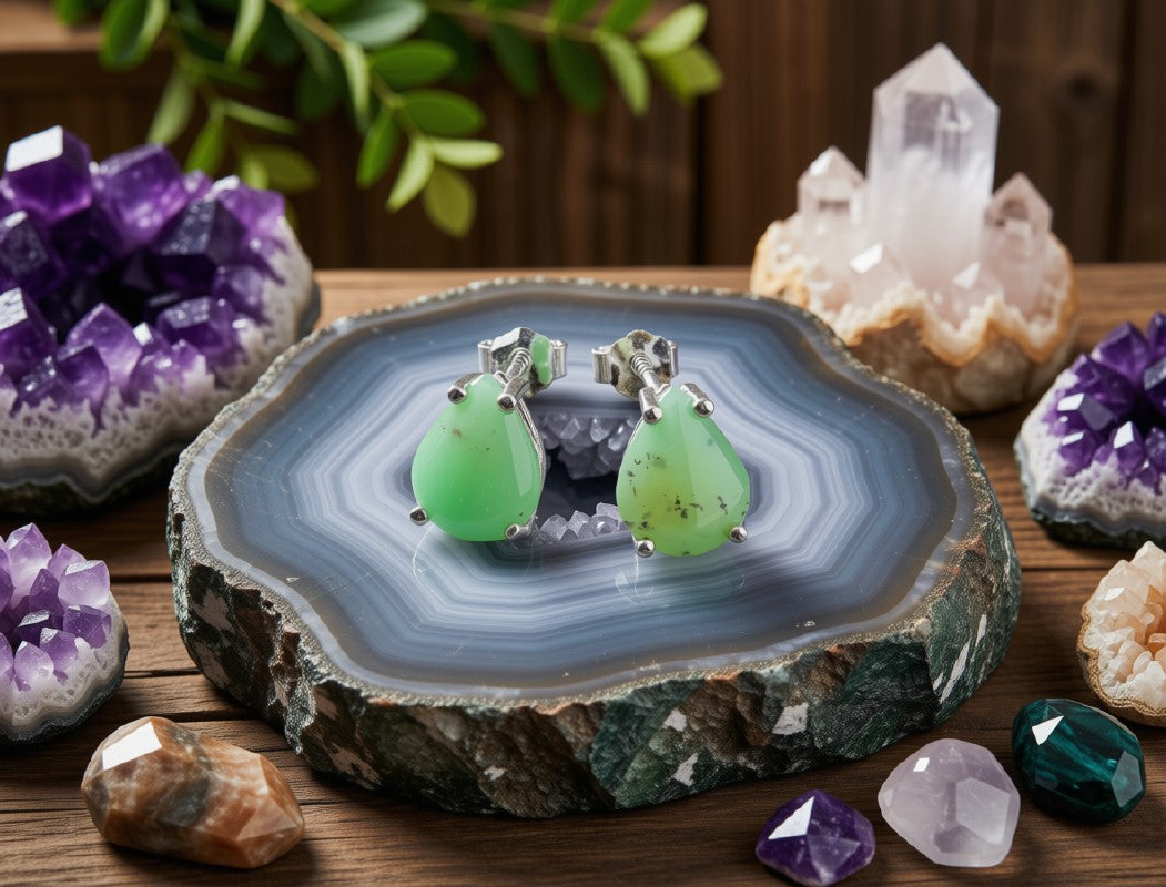 Boucles d'Oreilles Argent 925 Poinçon | Jade Verte Naturelle Taille Larme – Sérénité & Harmonie