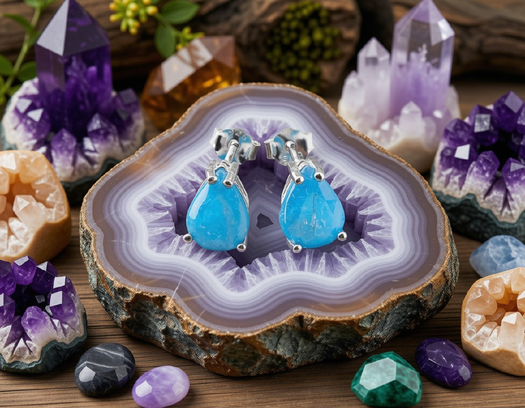 Boucles d'Oreilles Argent 925 Poinçon | Apatite Naturelle Taille Larme – Motivation, Créativité & Rareté