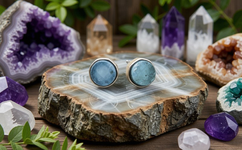Boucles d'Oreilles Argent 925 Poinçon | Aigue Marine Brute Naturelle – Sérénité, Océan & Authenticité Brute