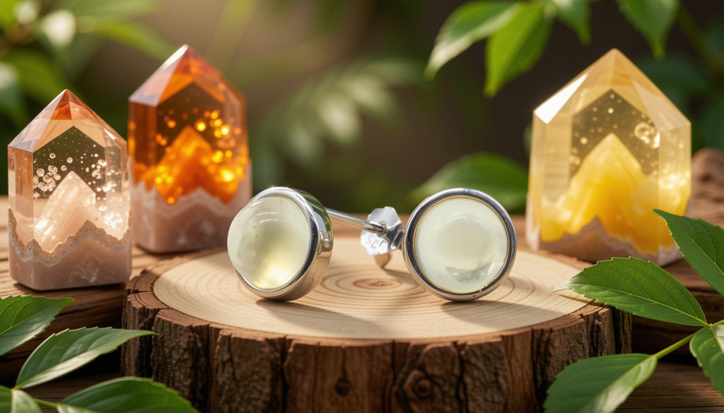 Boucles d'Oreilles Argent 925 Poinçon | Citrine Naturelle Ronde Polie – Pierre du Soleil, Joie & Prospérité Dorée