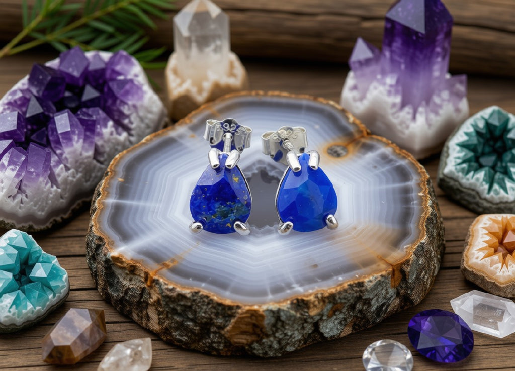 Boucles d'Oreilles Argent 925 Poinçon | Lapis Lazuli Naturel Taille Larme – Sagesse Royale & Prestige