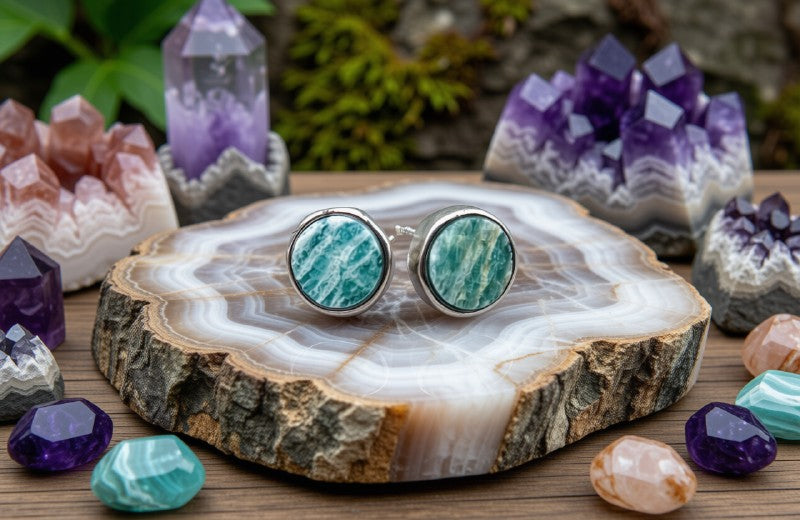 Boucles d'Oreilles Argent 925 Poinçon | Amazonite Brute Naturelle – Harmonie, Liberté & Authenticité