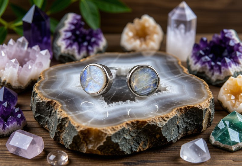 Boucles d'Oreilles Argent 925 Poinçon | Labradorite Brute Naturelle – Protection, Magie & Aurores Boréales