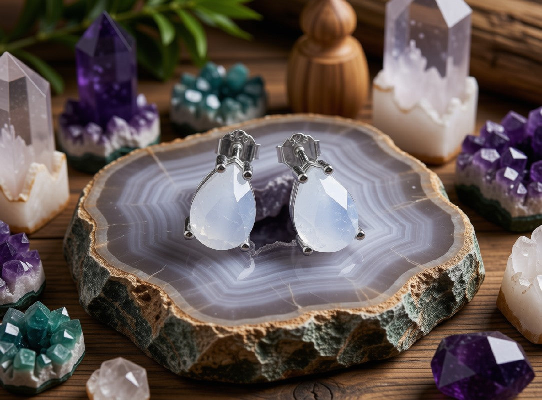 Boucles d'Oreilles Argent 925 Poinçon | Pierre de Lune Naturelle Taille Larme – Féminité & Magie Lunaire