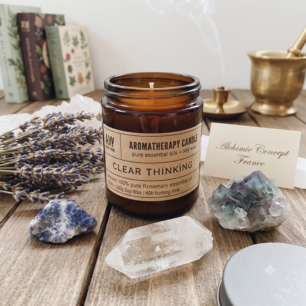 * Bougie Aromathérapie au Soja 200g - Clarté d'Esprit | Romarin