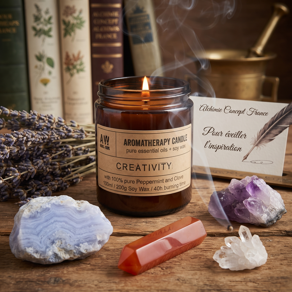* Bougie Aromathérapie au Soja 200g - Créativité | Menthe Poivrée & Clou de Girofle