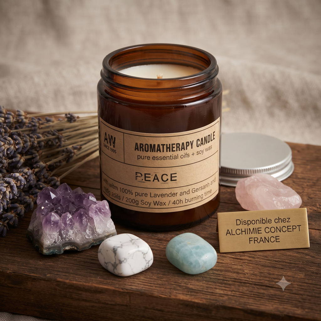 * Bougie Aromathérapie au Soja 200g - Paix | Lavande & Géranium
