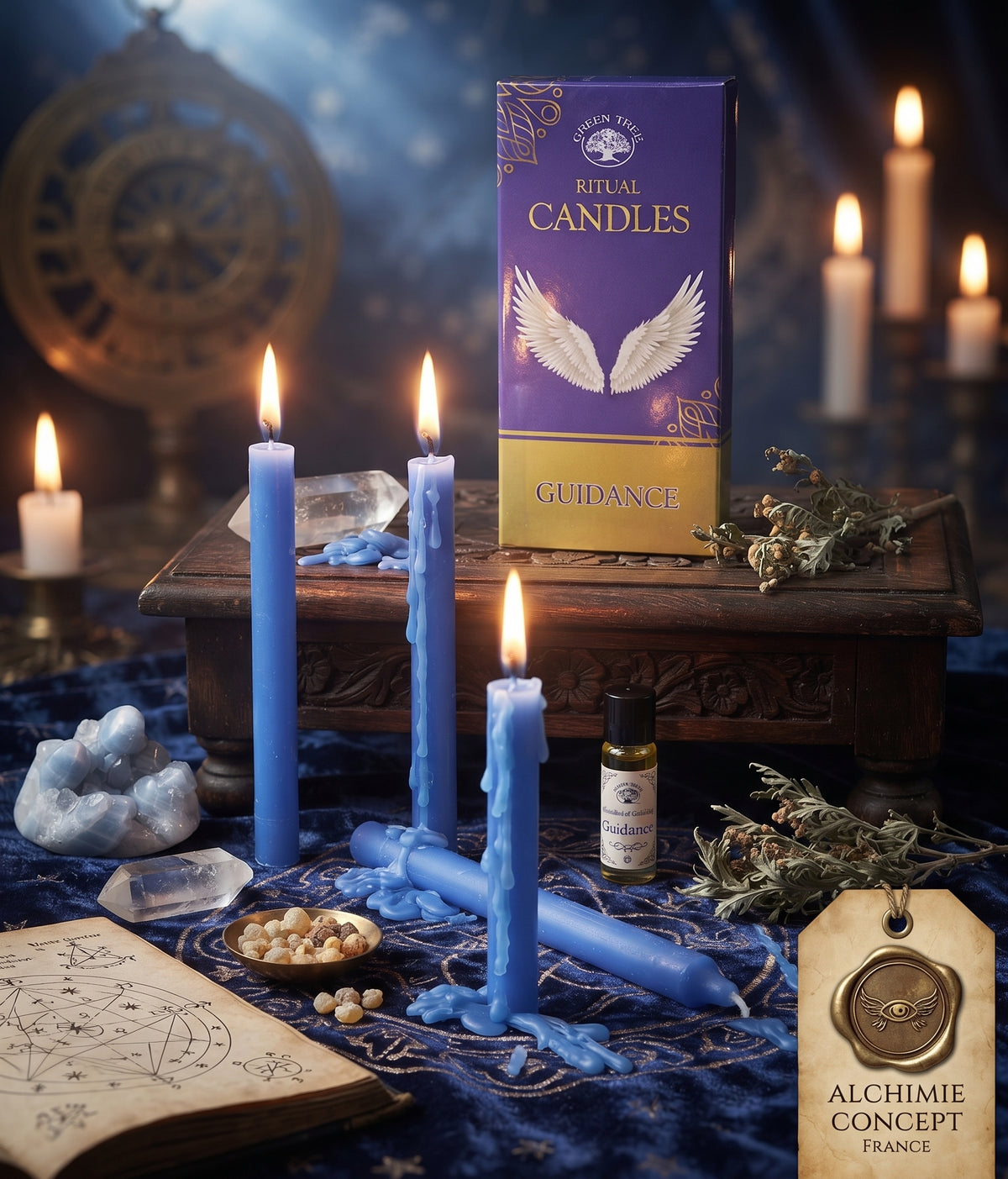 Bougies Rituel Guidance – Lot de 10 Bougies Teintées dans la Masse | 13 cm