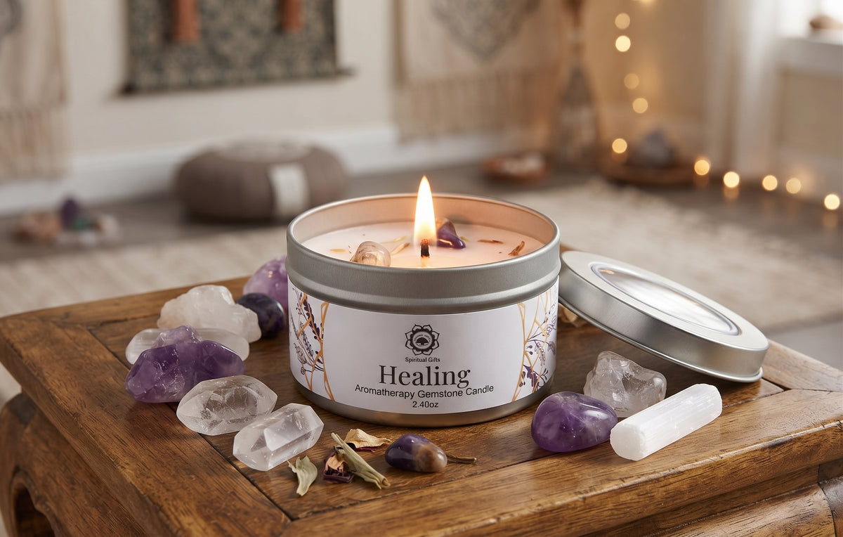 * Bougie Green Tree Guérison | Améthyste & Lavande | Apaisement, Sommeil & Régénération 70g