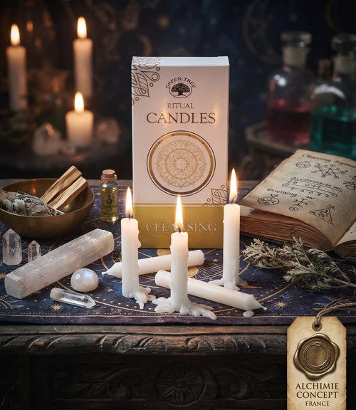 * Bougies Rituel Nettoyage Énergétique – Lot de 10 Bougies Teintées dans la Masse | 13 cm