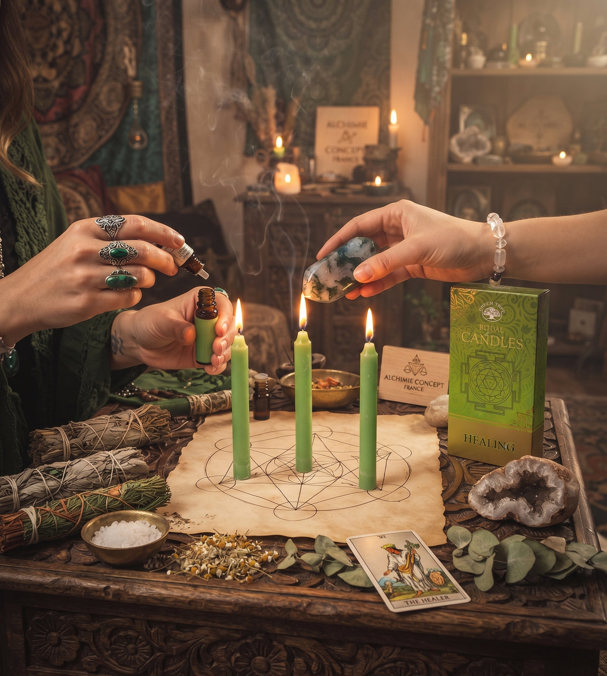 Bougies Rituel Guérison – Lot de 10 Bougies Teintées dans la Masse | 13 cm