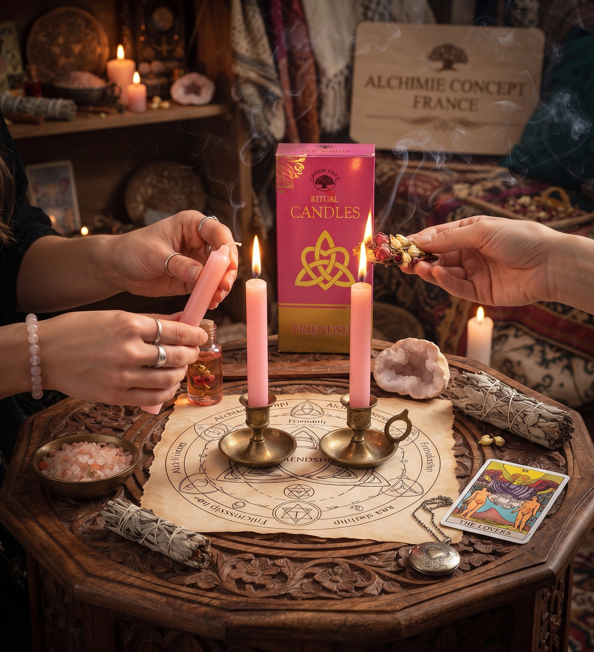 Bougies Rituel Amitié – Lot de 10 Bougies Teintées dans la Masse | 13 cm