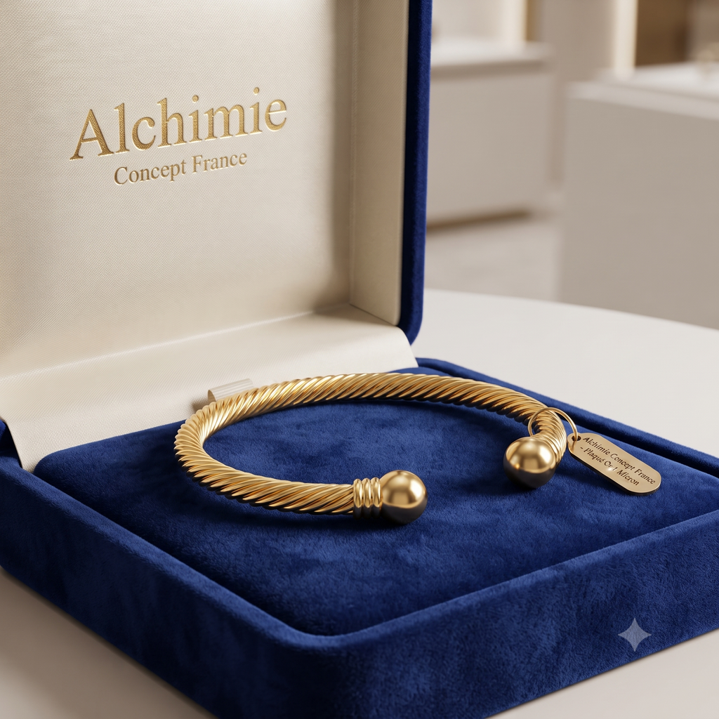 * Bracelet Jonc Manchette Torsadé Femme Doré – Plaqué Or 1 Micron Premium | Bijou Élégant Intemporel