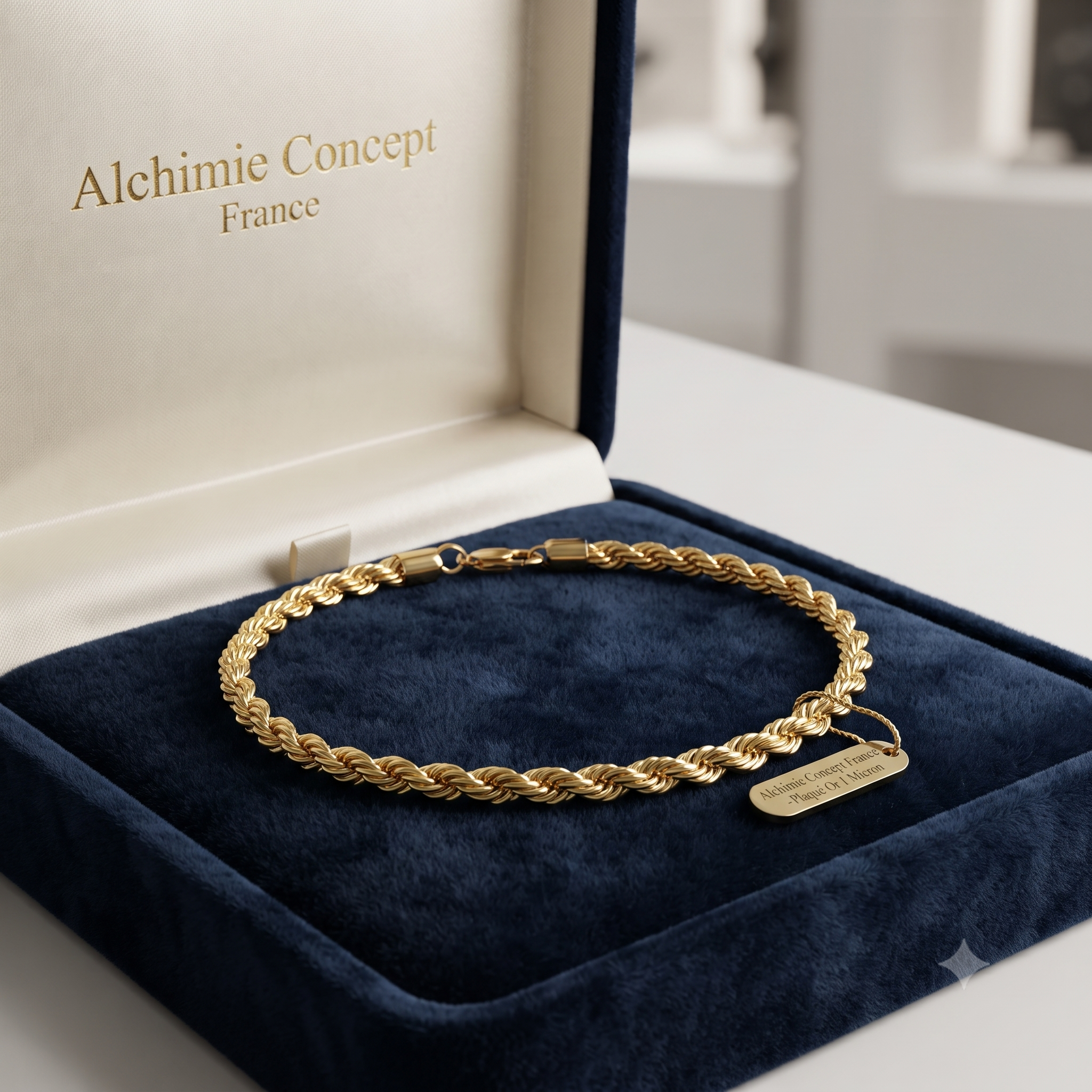 * Bracelet Femme Doré Mailles Torsadées – Plaqué Or 1 Micron Premium | Bijou Élégant Intemporel