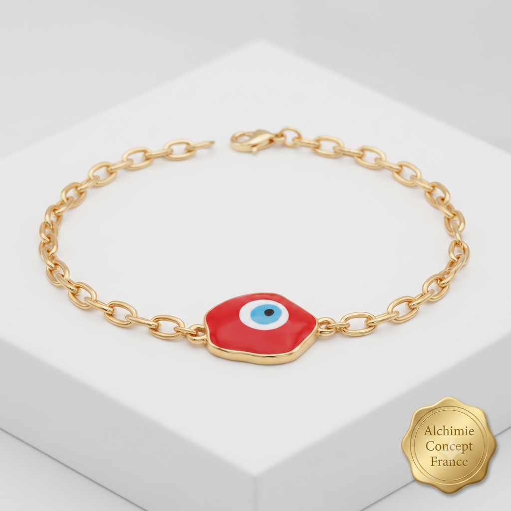* Bracelet Doré Œil Oriental – Plaqué Or 1 Micron – Homme & Femme
