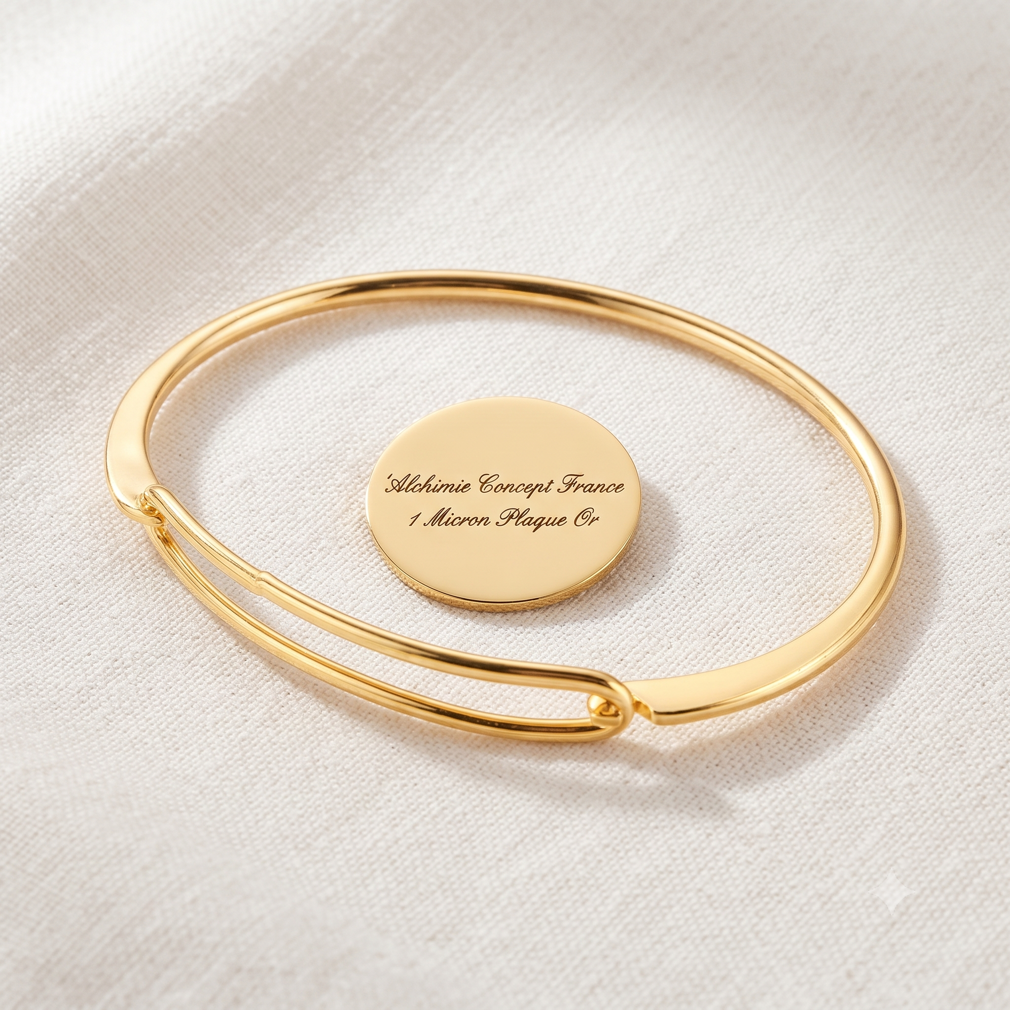 * Bracelet Jonc Femme Doré Plaqué Or 1 Micron — Ø 67 mm 7 mm Intemporel