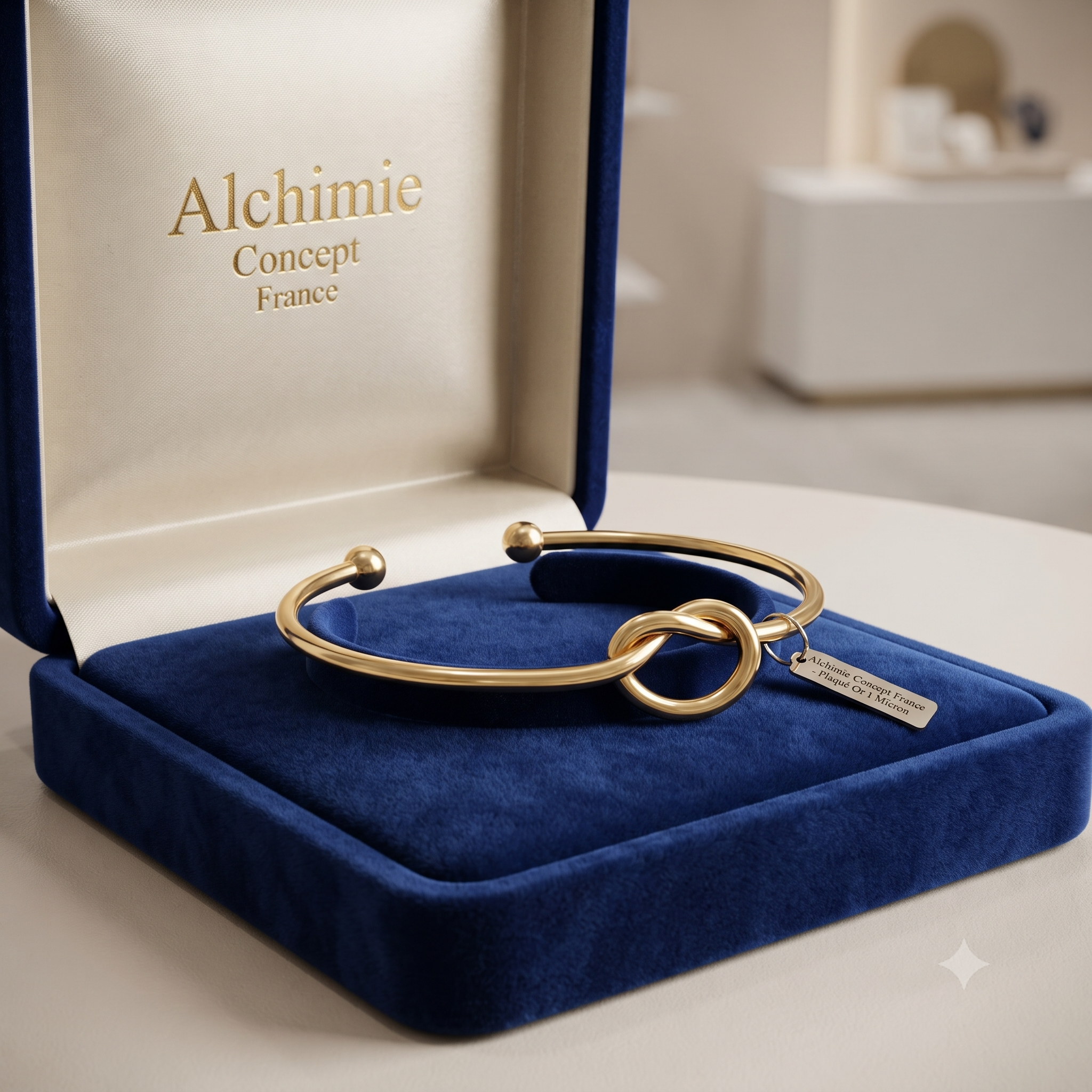 * Bracelet Jonc Manchette Nœud Femme Doré – Plaqué Or 1 Micron Premium | Bijou Féminin Élégant