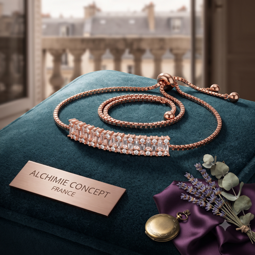 * Bracelet Luxe Serti Or Rose – Diamants CZ | Collection Alchimie