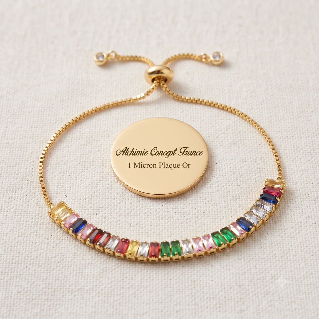 * Bracelet Femme Bolo Coulissant Doré Plaqué Or 1 Micron — Perles de Verre Réglable