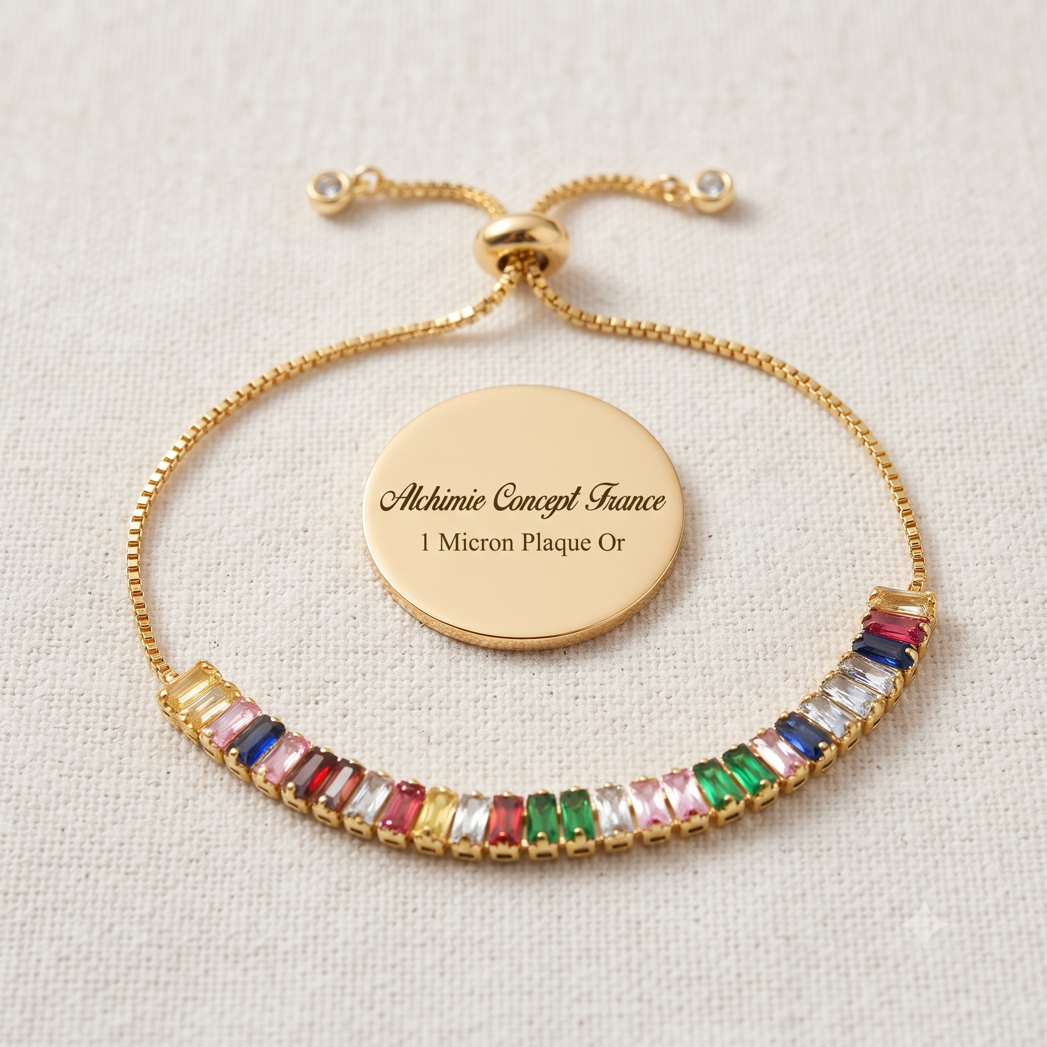 * Bracelet Femme Bolo Coulissant Doré Plaqué Or 1 Micron — Perles de Verre Réglable