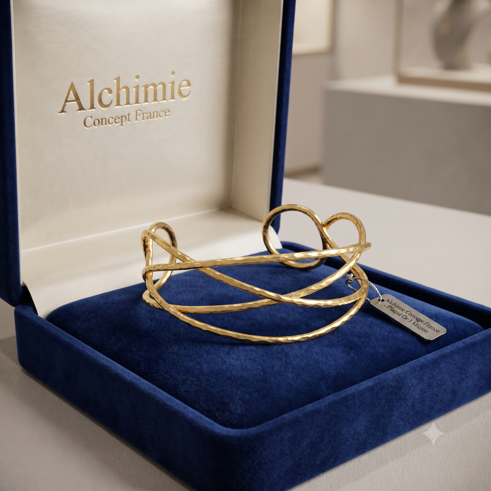 * Bracelet Jonc Entrelacé Femme Doré – Plaqué Or 1 Micron Premium | Bijou Élégant Réglable