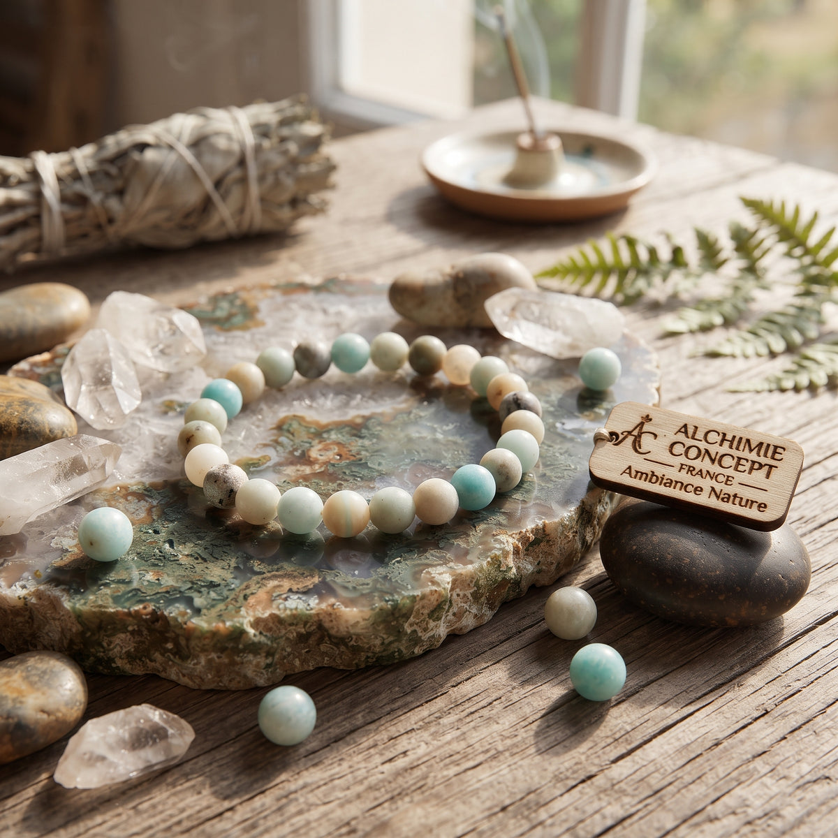 Bracelet Amazonite Pierre Naturelle 8 mm – Élastique Unisexe