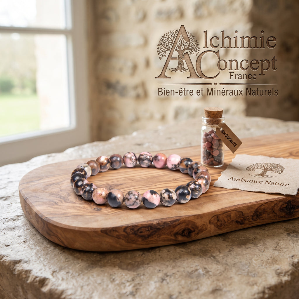 Bracelet Rhodonite – Pierre Naturelle 6mm – Homme & Femme