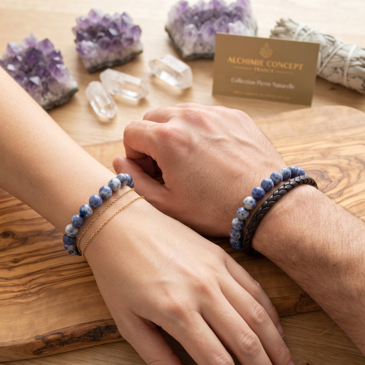 Bracelet Jaspe Taché Bleu Pierre Naturelle 10 mm – Élastique Unisexe