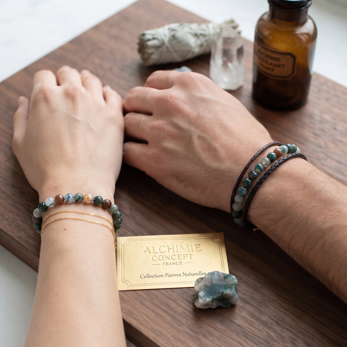 Bracelet Agate Indienne Pierre Naturelle 10 mm – Élastique Unisexe