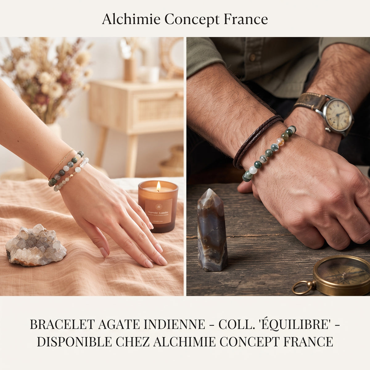 Bracelet Agate Indienne – Pierre Naturelle 6mm – Homme & Femme