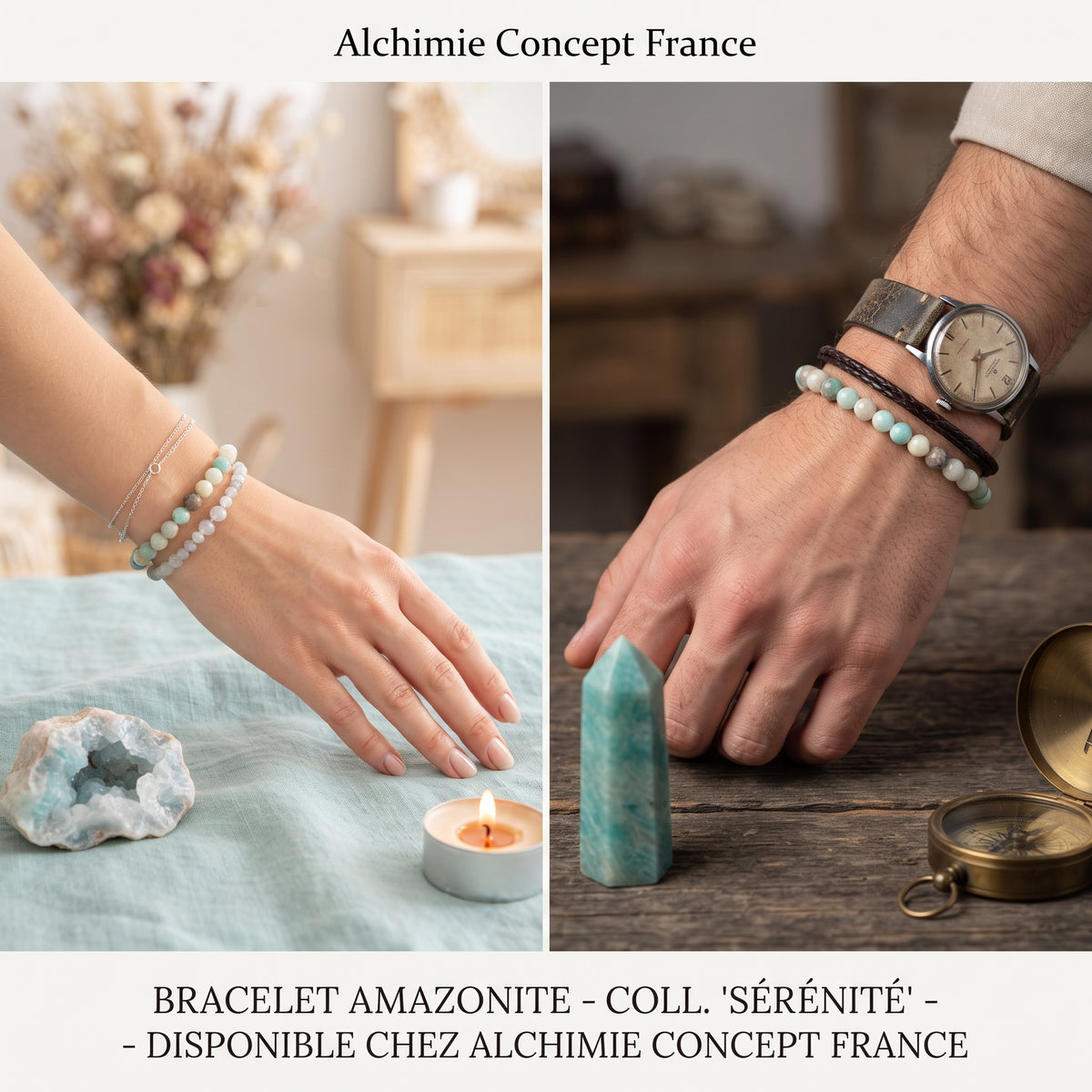 Bracelet Amazonite Pierre Naturelle 8 mm – Élastique Unisexe
