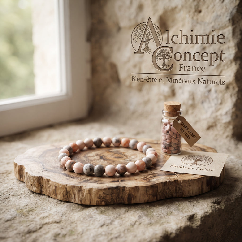 Bracelet Jaspe Zèbre Rose – Pierre Naturelle 6mm – Homme & Femme