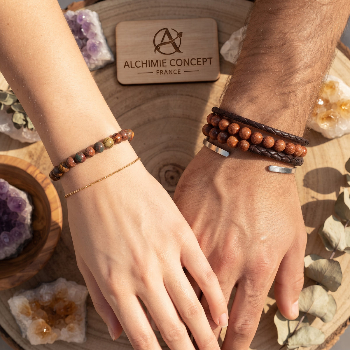 Bracelet Pierre Naturelle Jaspe Picasso 10 mm – Homme & Femme