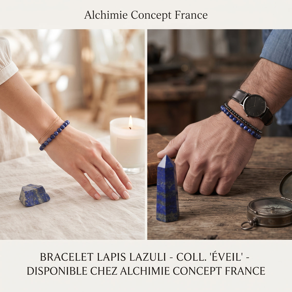 Bracelet Lapis Lazuli Pierre Naturelle 6 mm – Élastique Unisexe