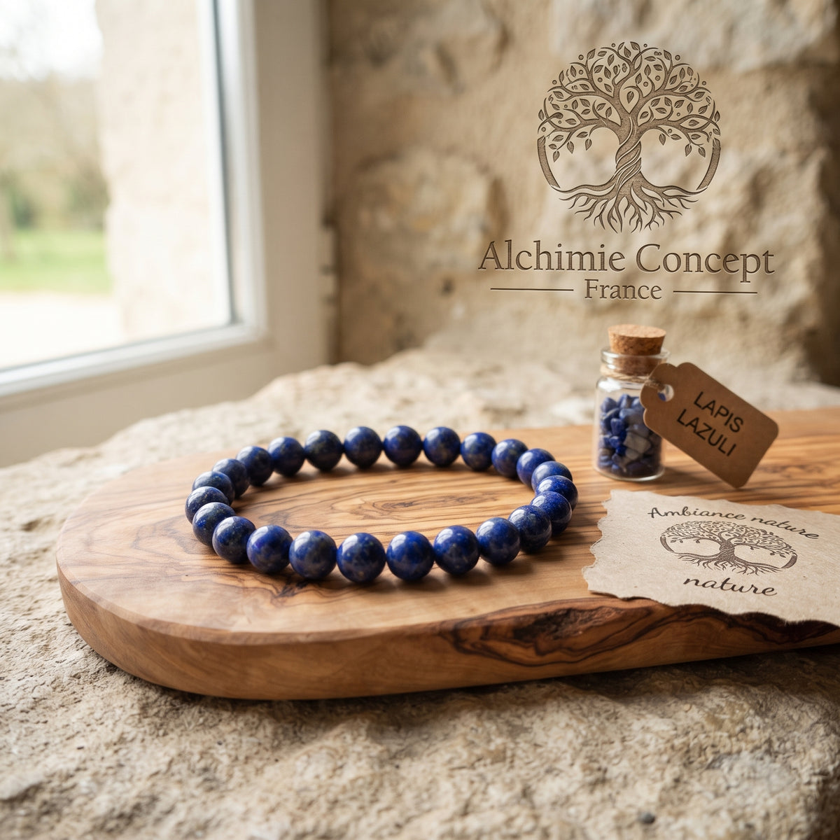 Bracelet Lapis Lazuli Pierre Naturelle 8 mm – Élastique Unisexe