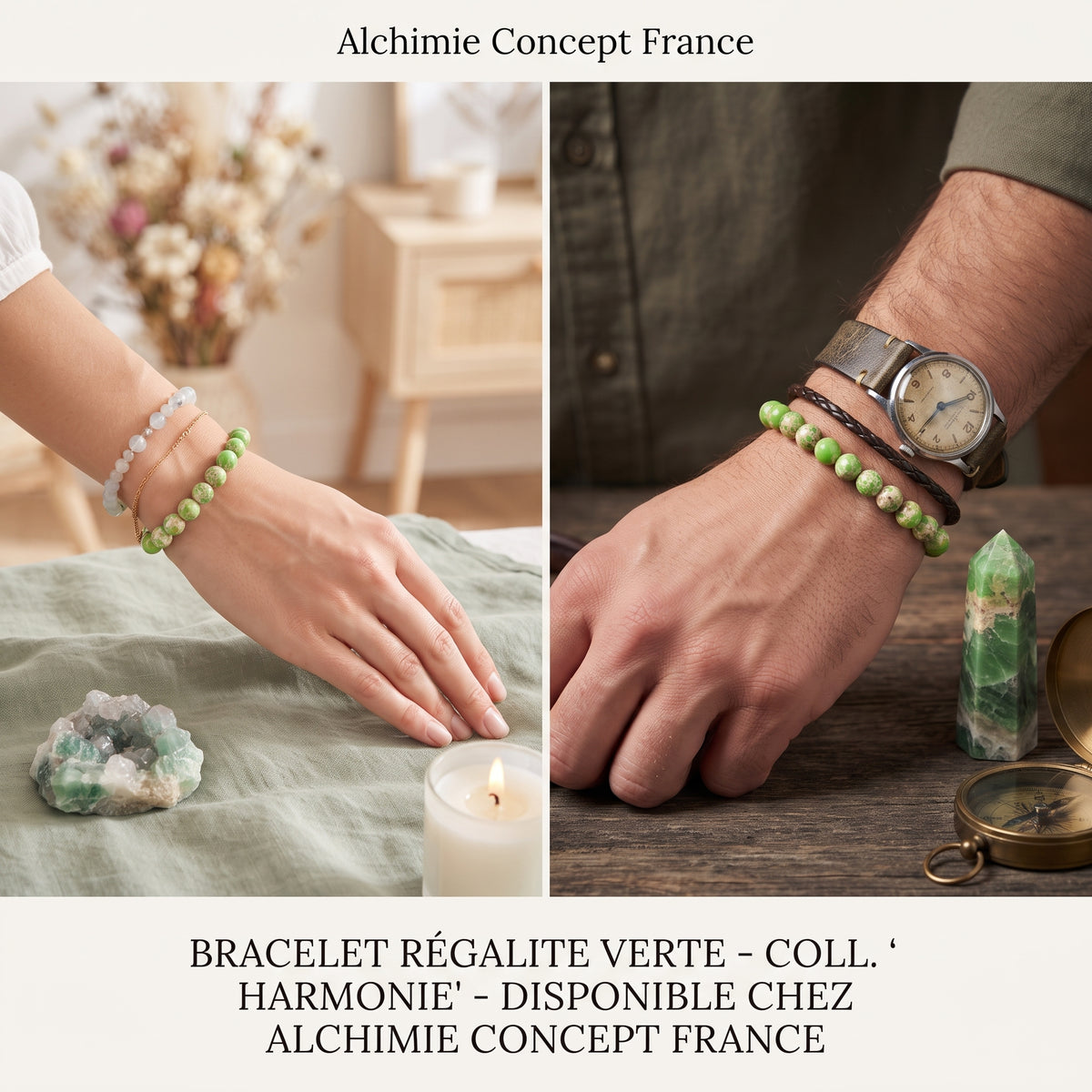 Bracelet Régalite Verte Pierre Naturelle 10 mm – Élastique Unisexe