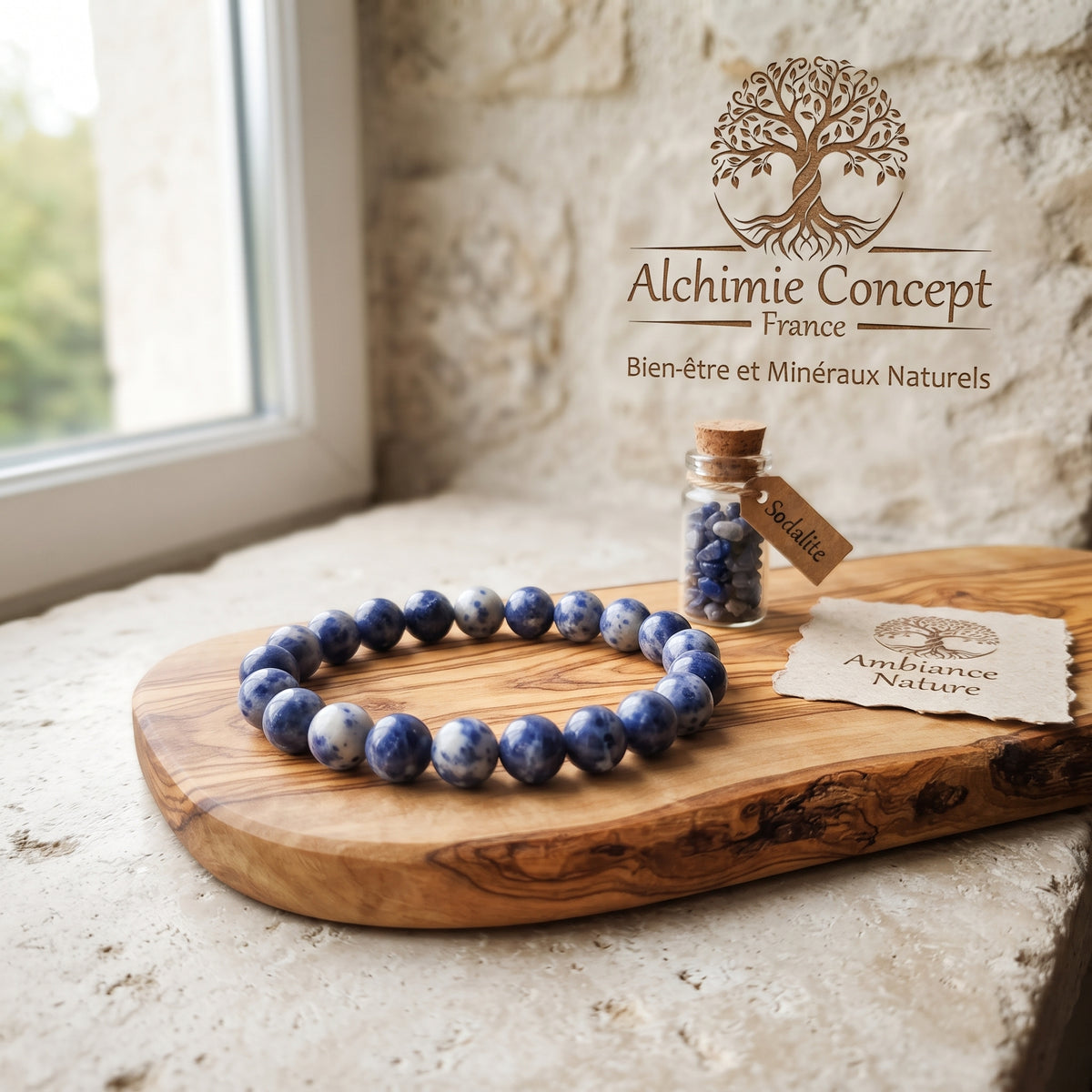 Bracelet Jaspe Taché Bleu Pierre Naturelle 8 mm – Élastique Unisexe