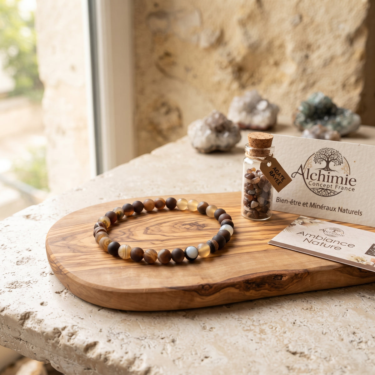 Bracelet Agate Rayée – Pierre Naturelle 6mm – Homme & Femme