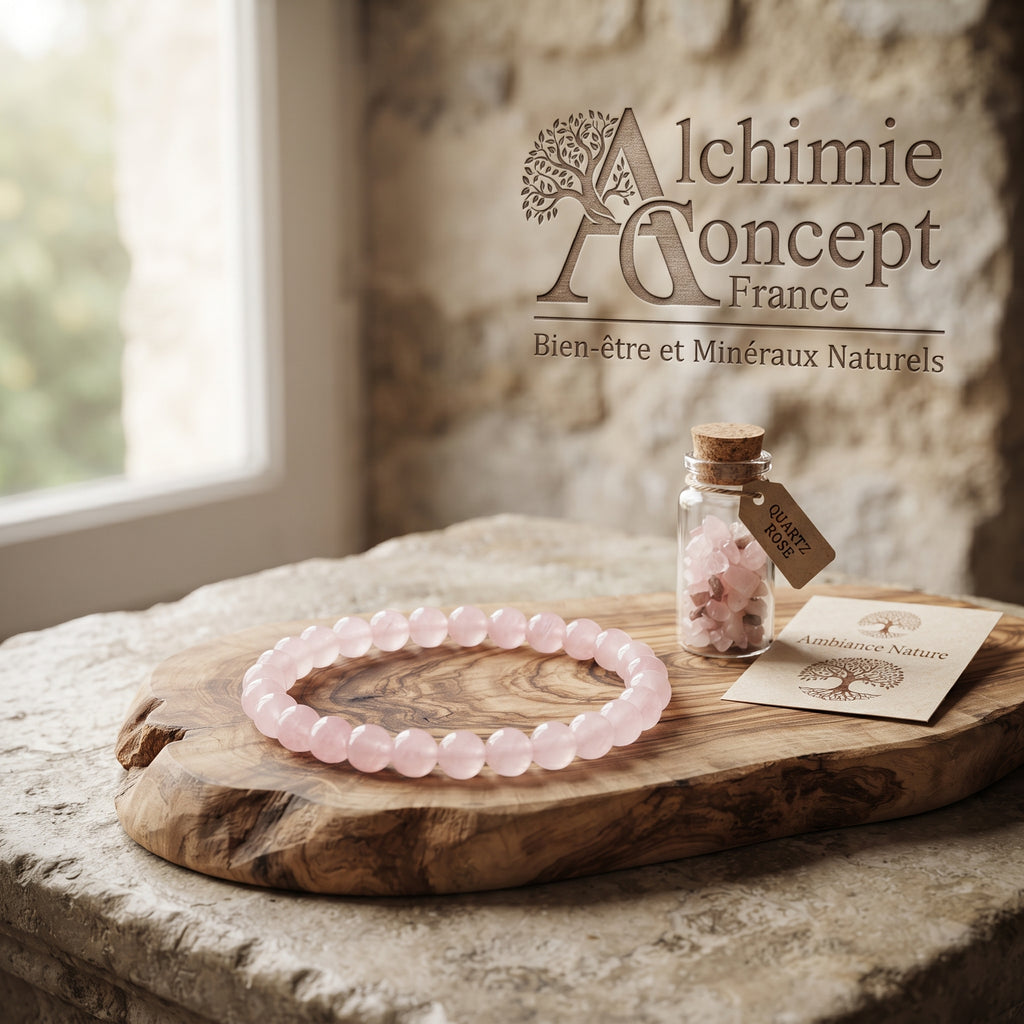 Bracelet Quartz Rose – Pierre Naturelle 6mm – Homme & Femme