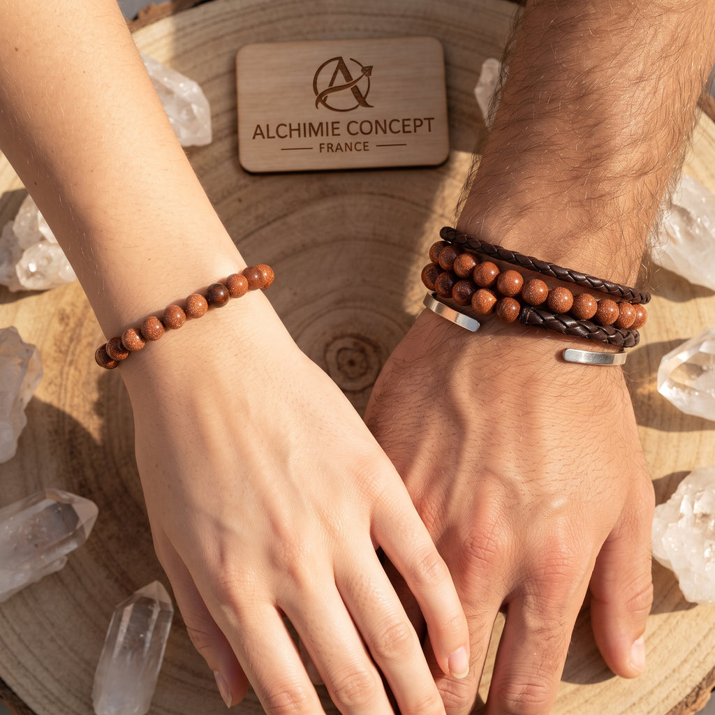 Bracelet Pierre Naturelle Sable d’Or 10 mm – Homme & Femme