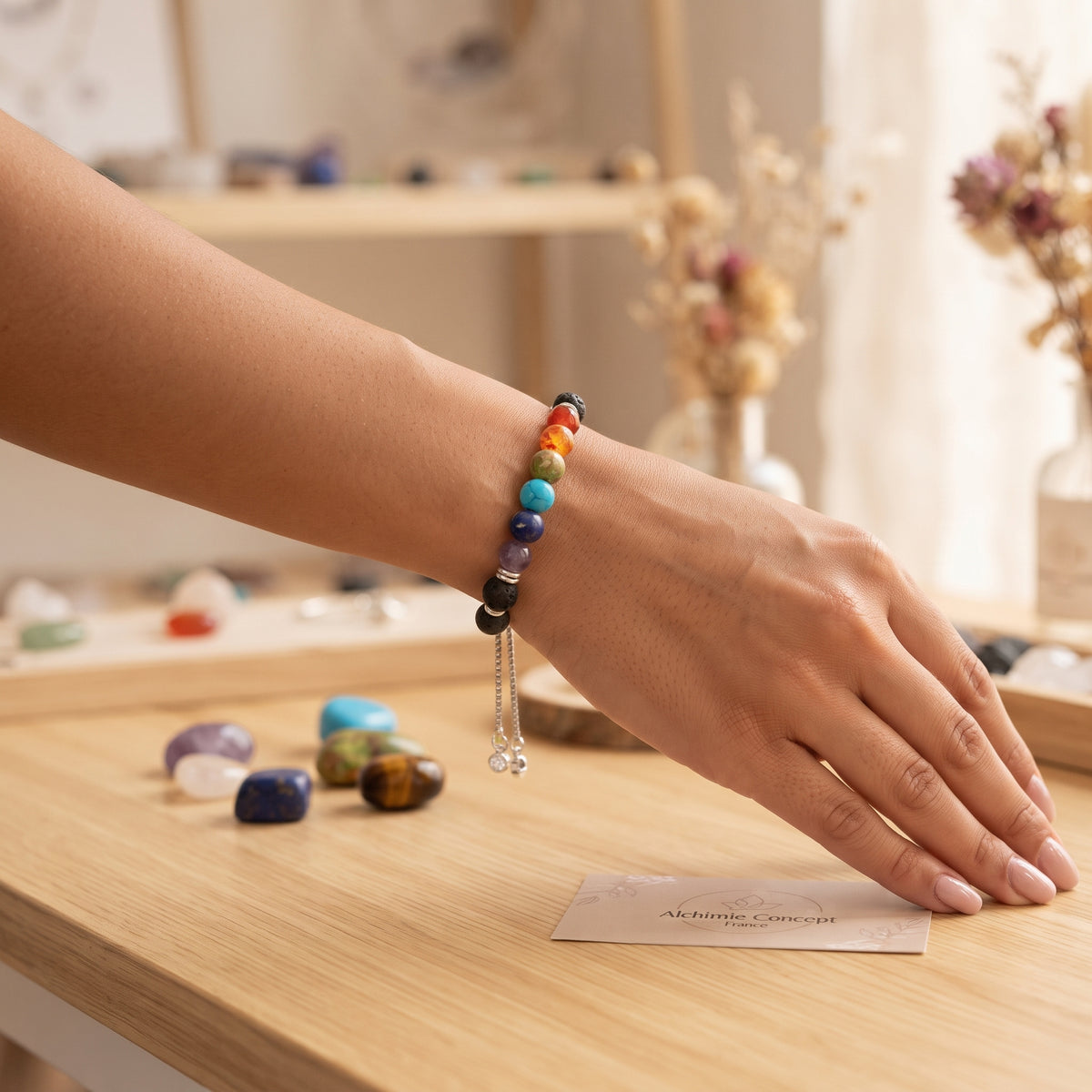 Bracelet 7 Chakras Pierre Naturelle 8mm – Homme & Femme