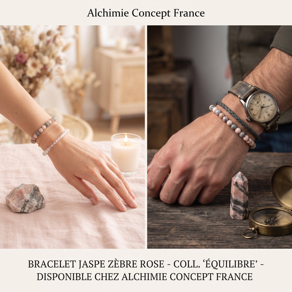 Bracelet Jaspe Zèbre Rose – Pierre Naturelle 6mm – Homme & Femme