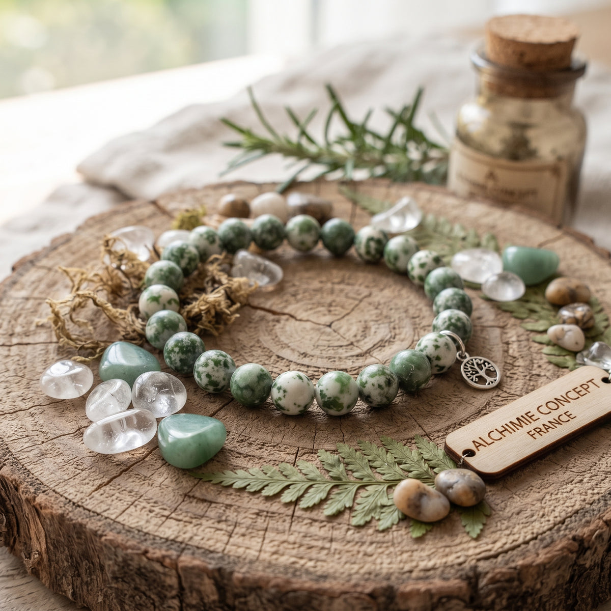 Bracelet Jaspe Vert Pierre Naturelle 8mm – Homme & Femme